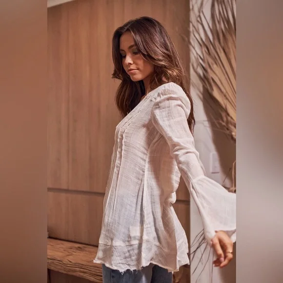 🎉LAST PIECE🎉FREE PEOPLE Greta Gauze Top - Picture 7 of 15